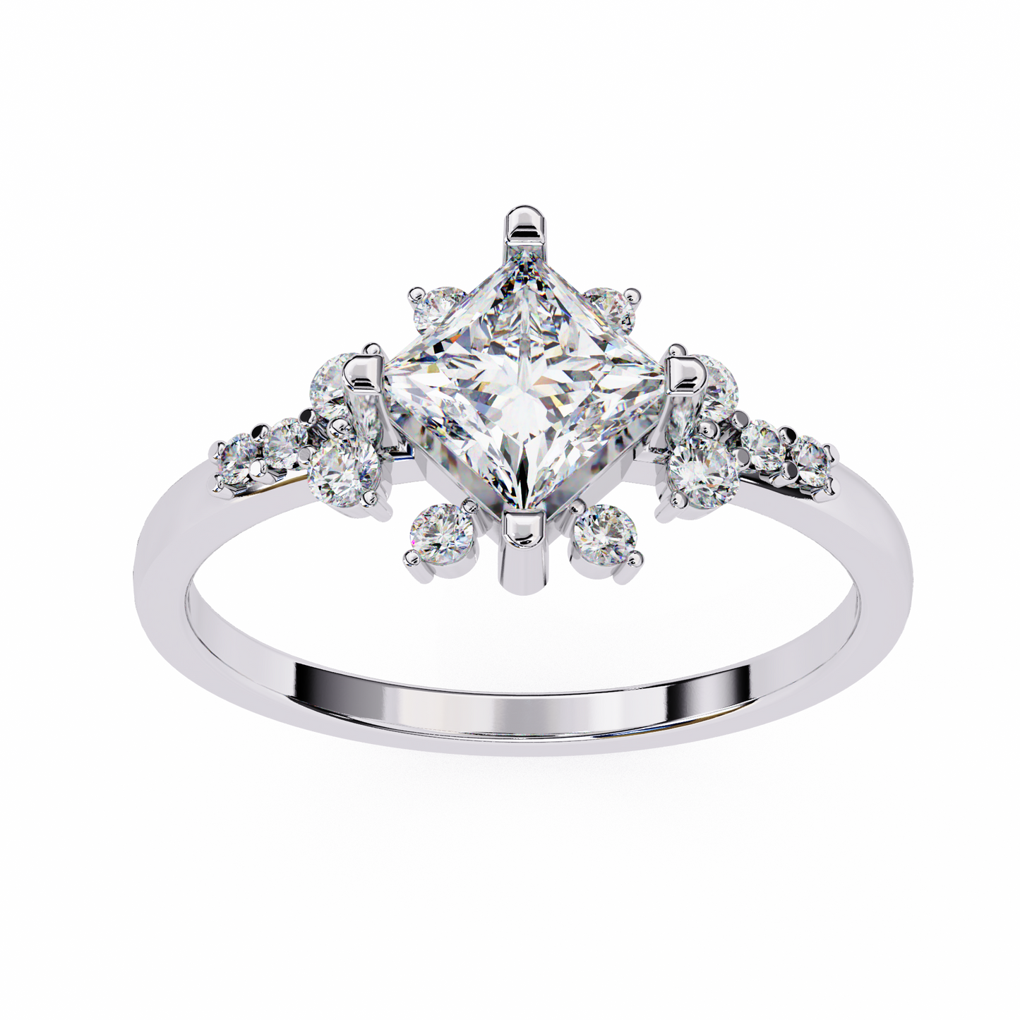 Iconique 1.01 CTW Princess Cut Kite-Set Diamond Ring in White Gold