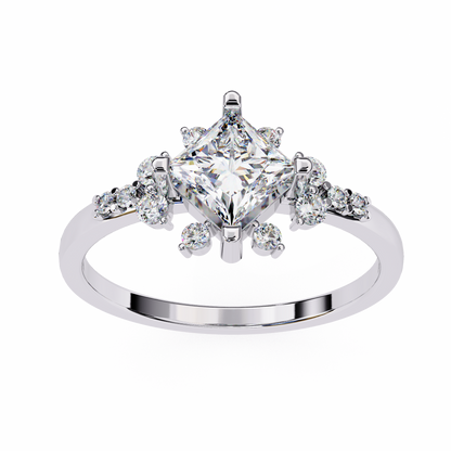 Iconique 1.01 CTW Princess Cut Kite-Set Diamond Ring in White Gold