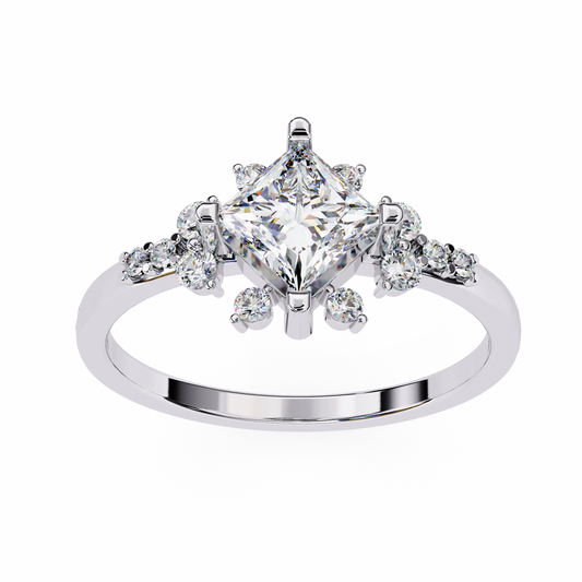 Iconique 1.01 CTW Princess Cut Kite-Set Diamond Ring in White Gold