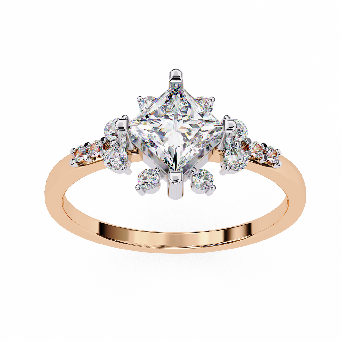 Iconique 1.01 CTW Princess Cut Kite-Set Diamond Ring in White Gold