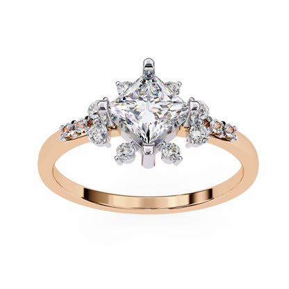 Iconique 1.01 CTW Princess Cut Kite-Set Diamond Ring in White Gold