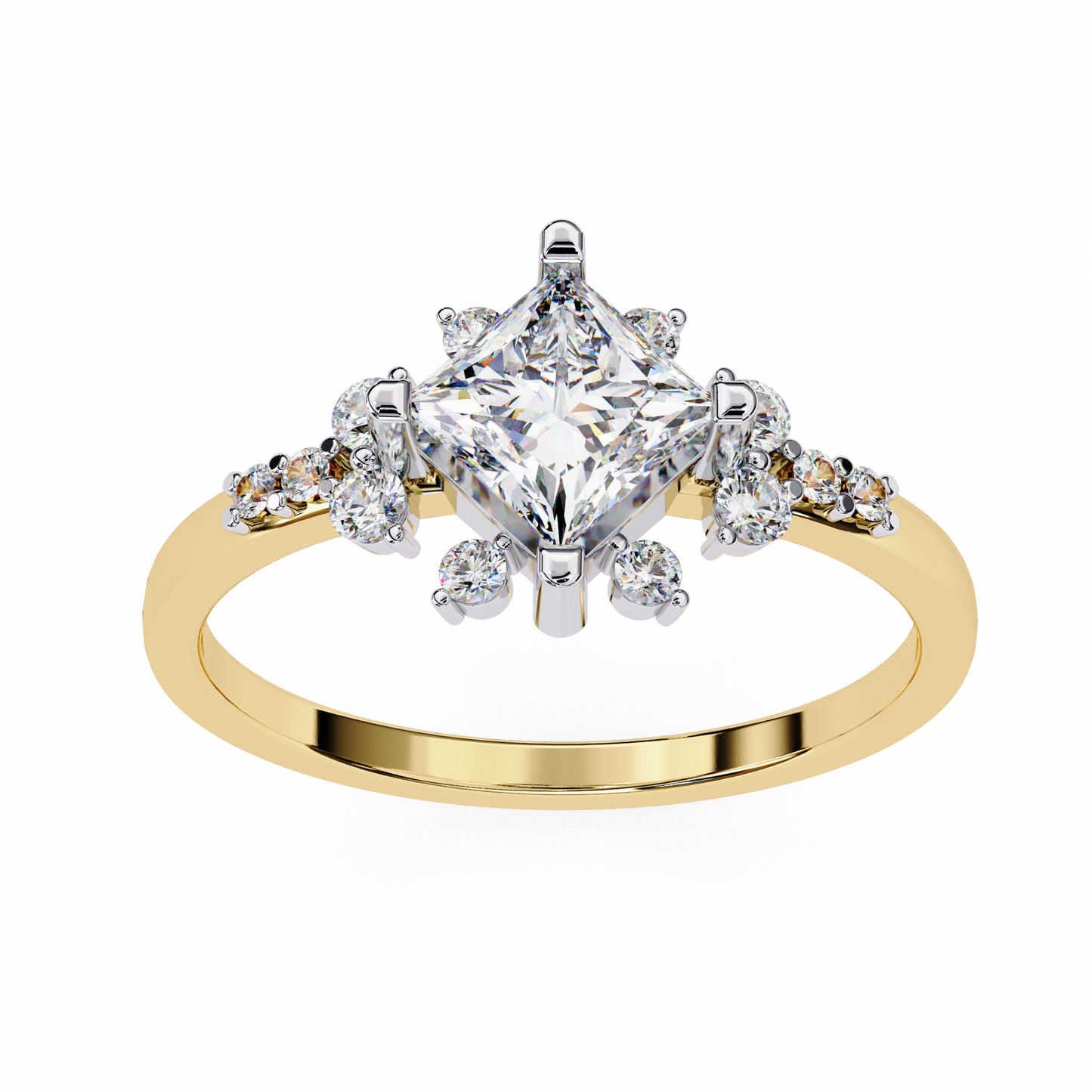 Iconique 1.01 CTW Princess Cut Kite-Set Diamond Ring in White Gold