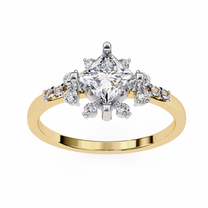 Iconique 1.01 CTW Princess Cut Kite-Set Diamond Ring in White Gold