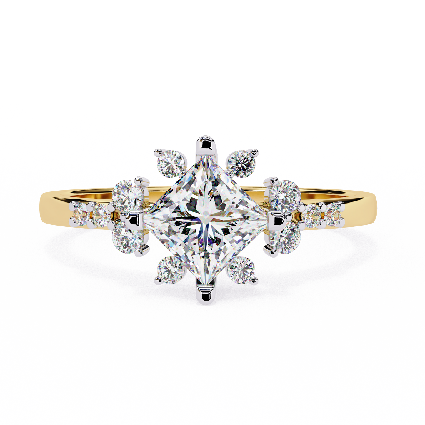 Iconique 1.01 CTW Princess Cut Kite-Set Diamond Ring in White Gold