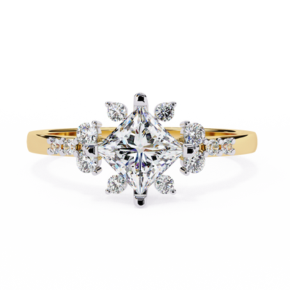 Iconique 1.01 CTW Princess Cut Kite-Set Diamond Ring in White Gold