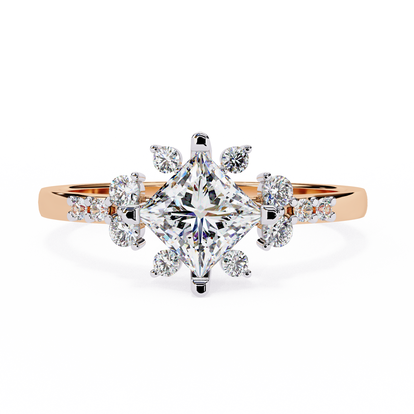 Iconique 1.01 CTW Princess Cut Kite-Set Diamond Ring in White Gold