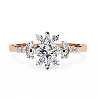Iconique 1.01 CTW Princess Cut Kite-Set Diamond Ring in White Gold