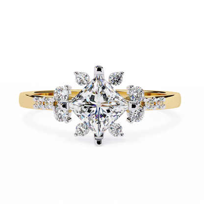 Iconique 1.01 CTW Princess Cut Kite-Set Diamond Ring in White Gold