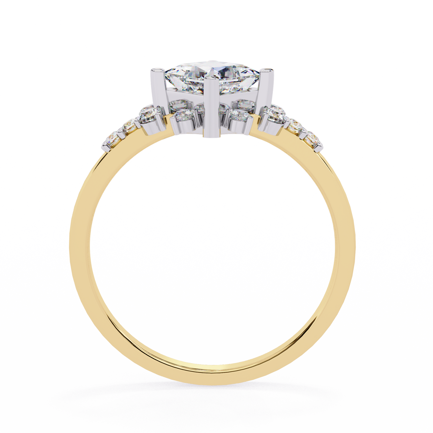 Iconique 1.01 CTW Princess Cut Kite-Set Diamond Ring in White Gold
