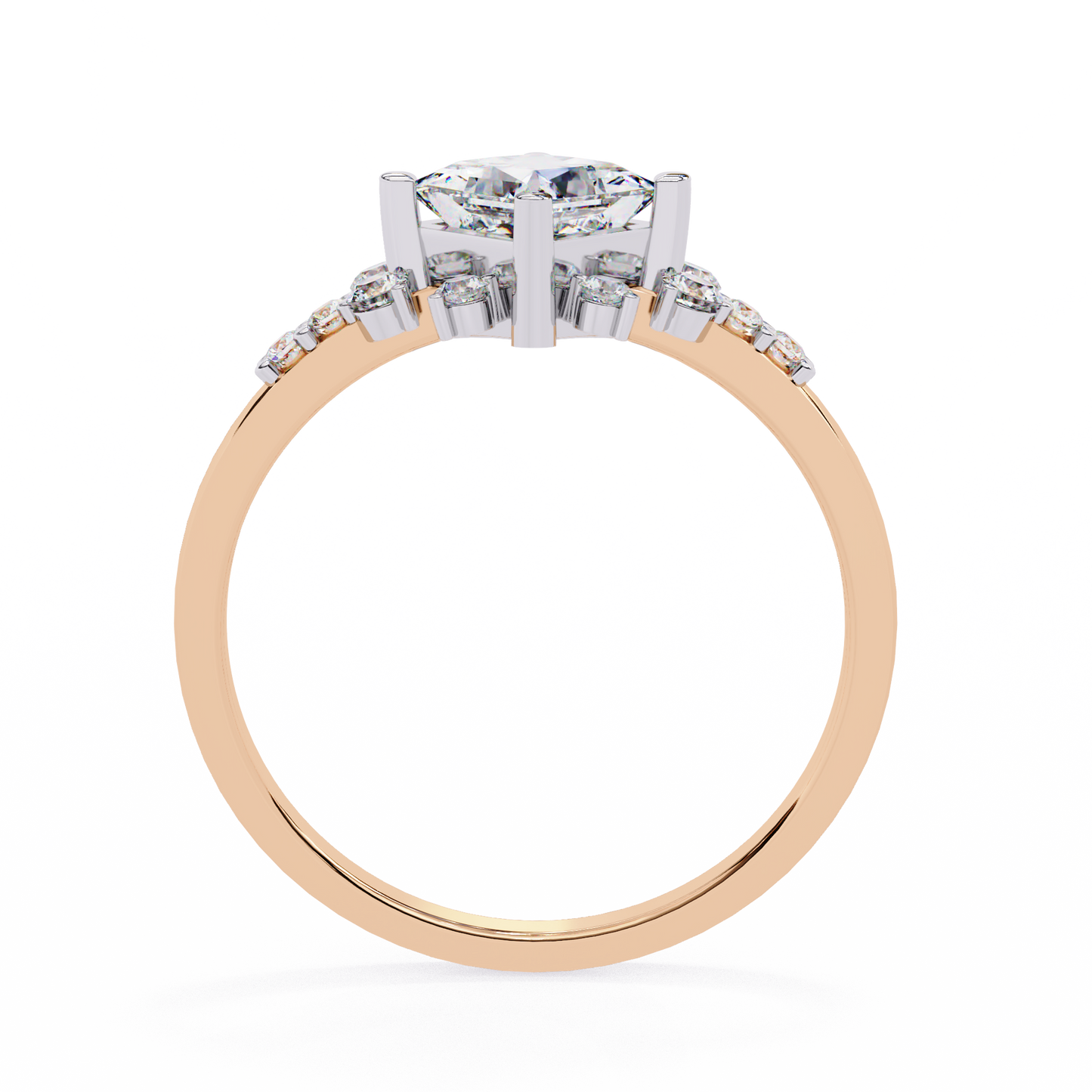 Iconique 1.01 CTW Princess Cut Kite-Set Diamond Ring in White Gold