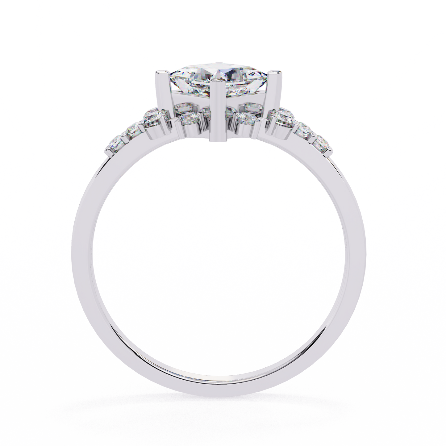 Iconique 1.01 CTW Princess Cut Kite-Set Diamond Ring in White Gold