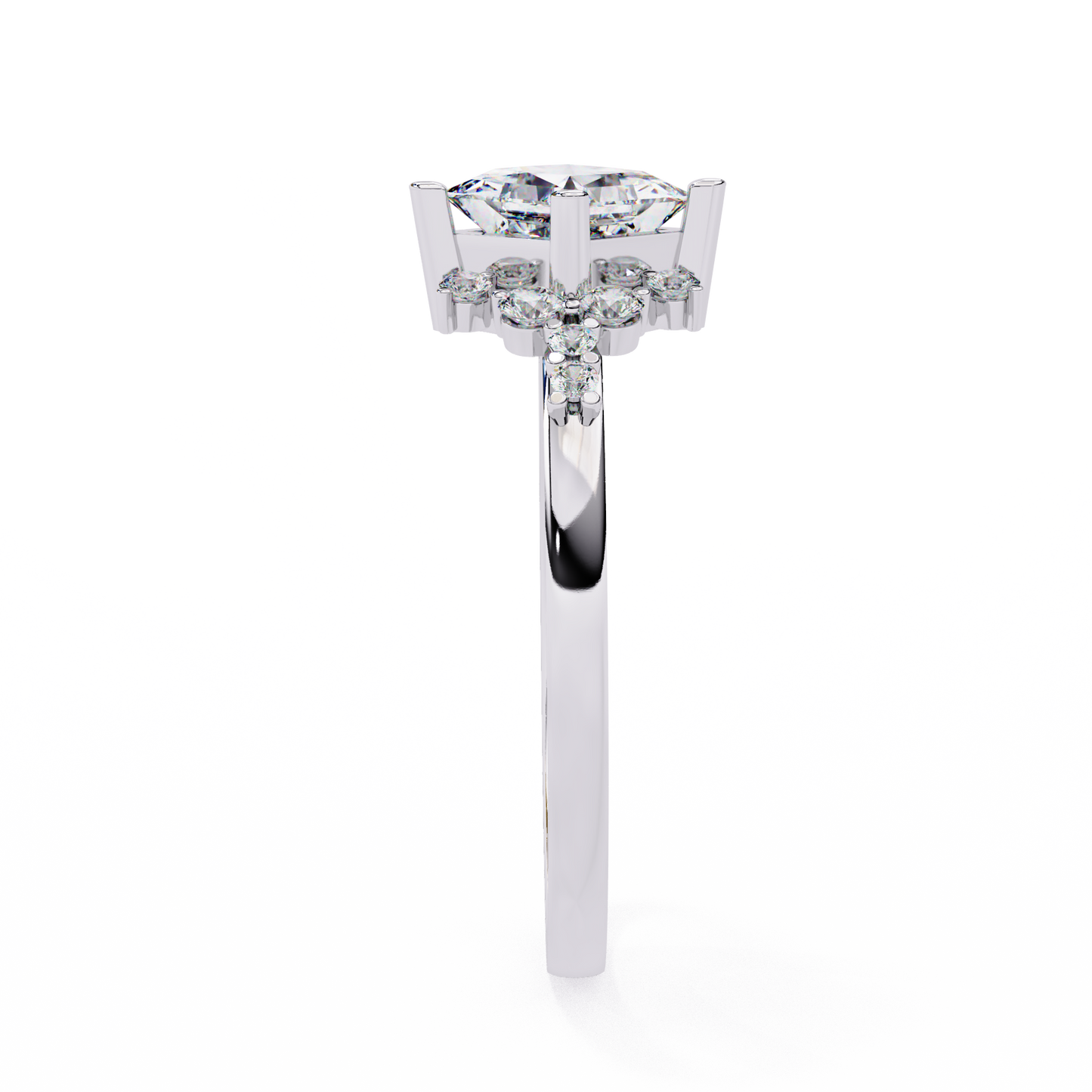 Iconique 1.01 CTW Princess Cut Kite-Set Diamond Ring in White Gold