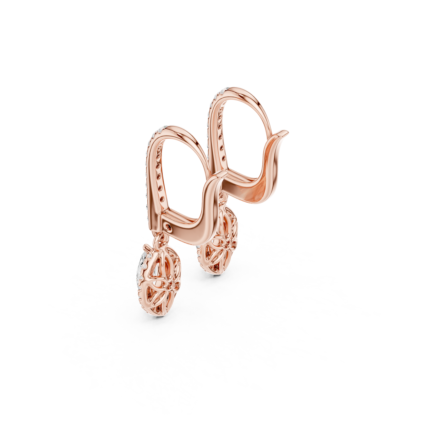 0.85ctw Marquise Cut Diamond Halo Drop Huggie Earrings - Yellow Gold