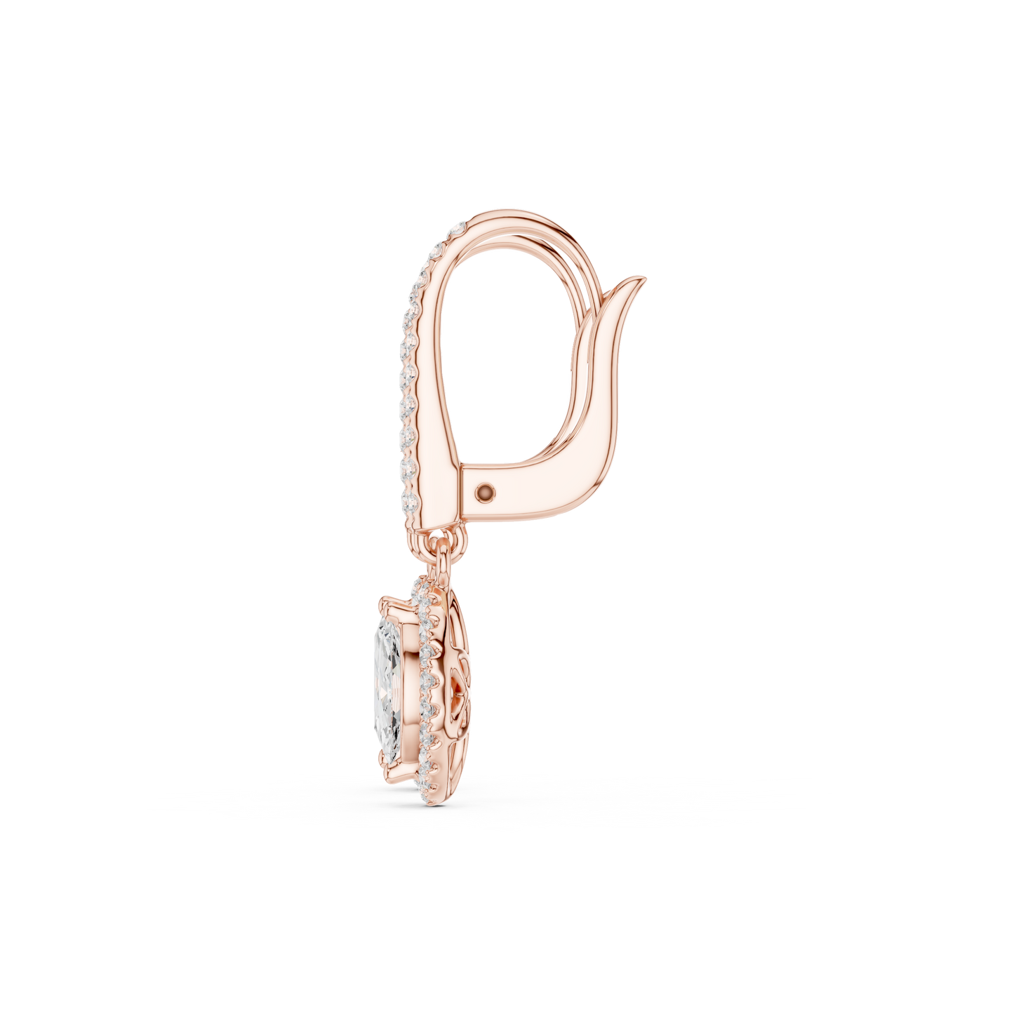 0.85ctw Marquise Cut Diamond Halo Drop Huggie Earrings - Yellow Gold