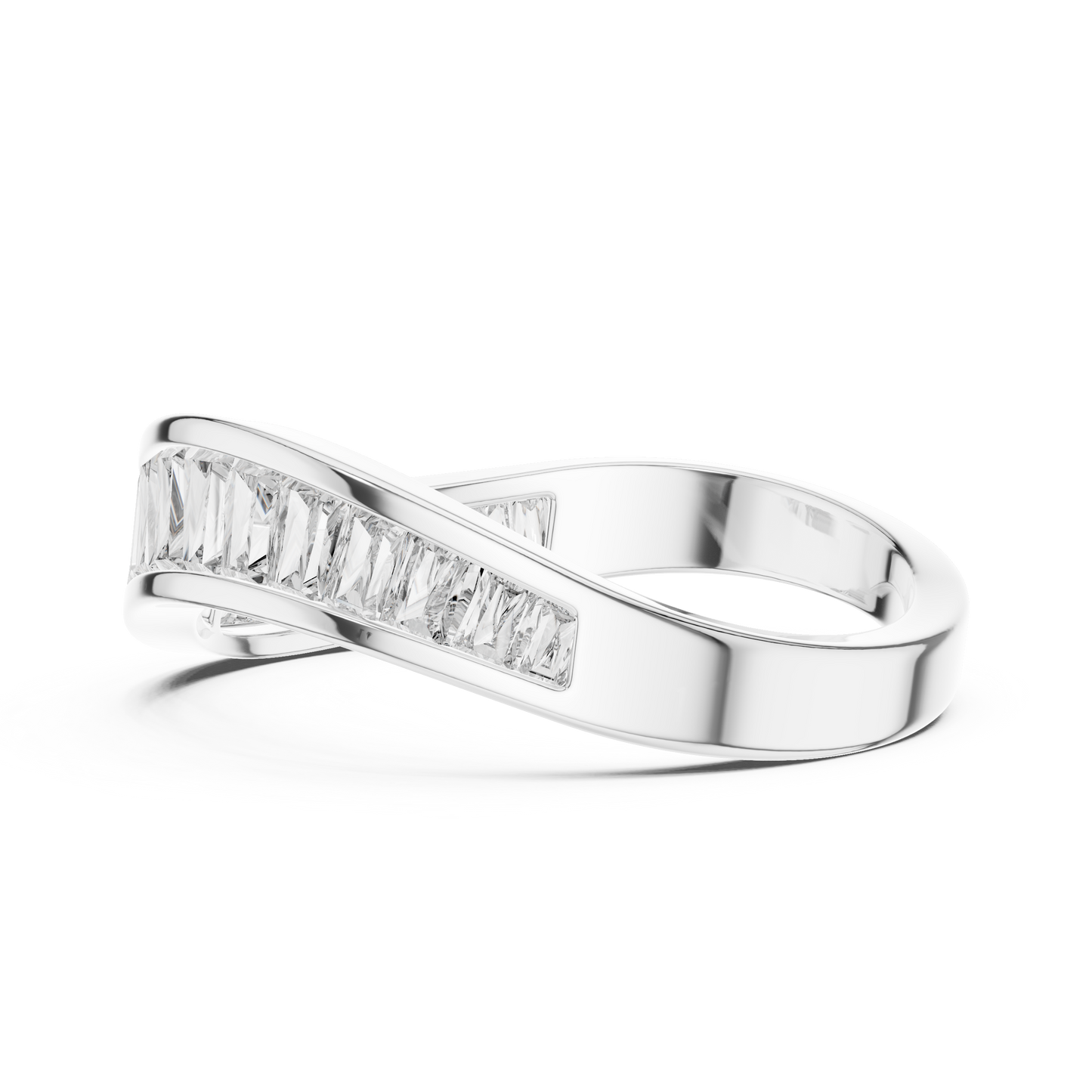 Yellow Gold Channel-Set Baguette Diamond Eternity Wave Ring : 0.89CTW