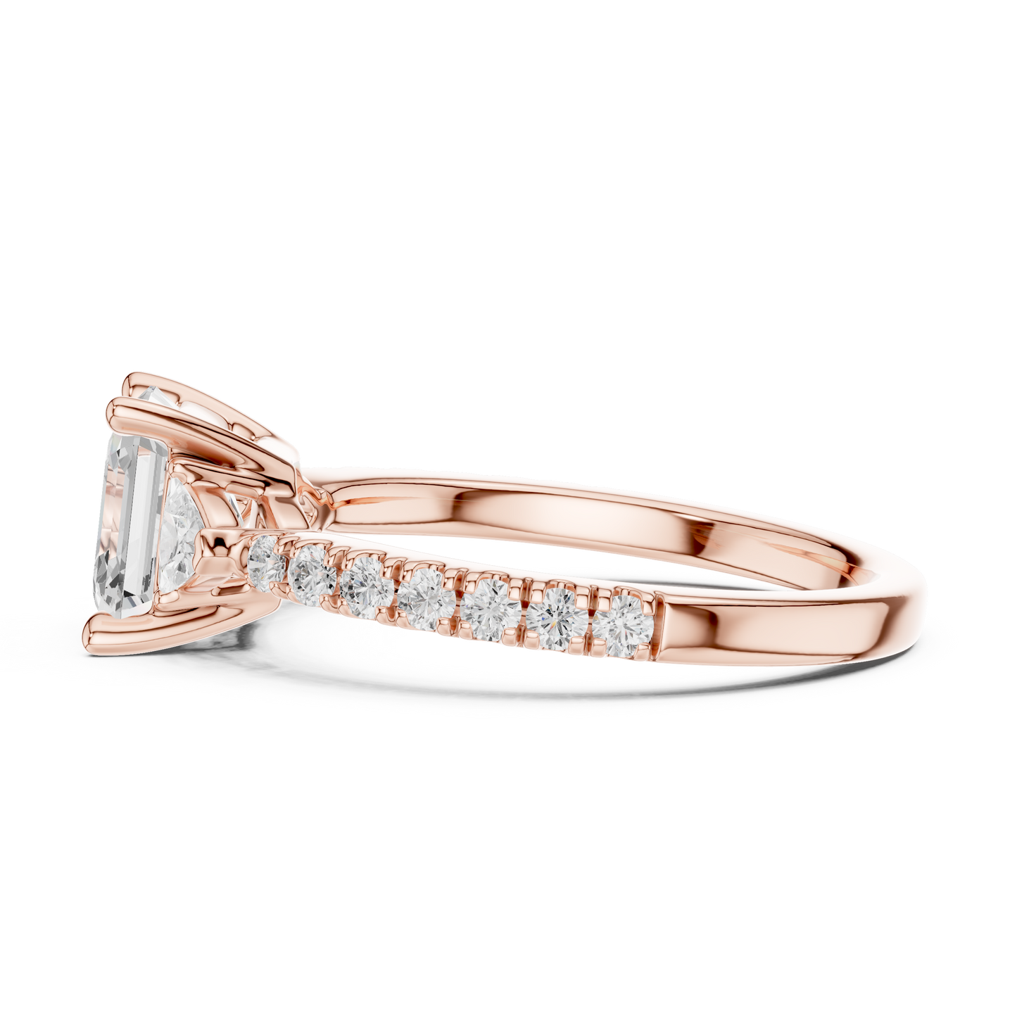 1.96ctw Asscher Cut 3-Stone Diamond Ring in Yellow Gold Pavé Setting