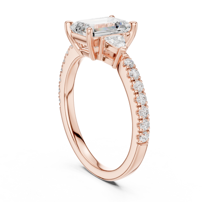 1.96ctw Emerald Cut Diamond Three-Stone Engagement Ring in Yellow Gold