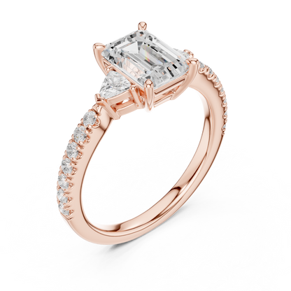 1.96ctw Emerald Cut Diamond Three-Stone Engagement Ring in Yellow Gold