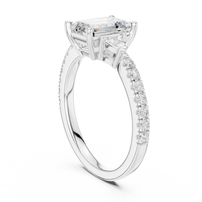 1.96ctw Emerald Cut Diamond Three-Stone Engagement Ring in Yellow Gold