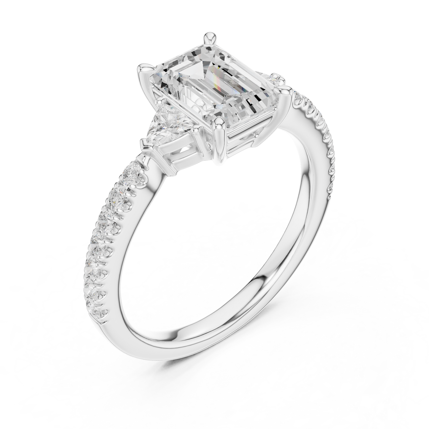 1.96ctw Emerald Cut Diamond Three-Stone Engagement Ring in Yellow Gold