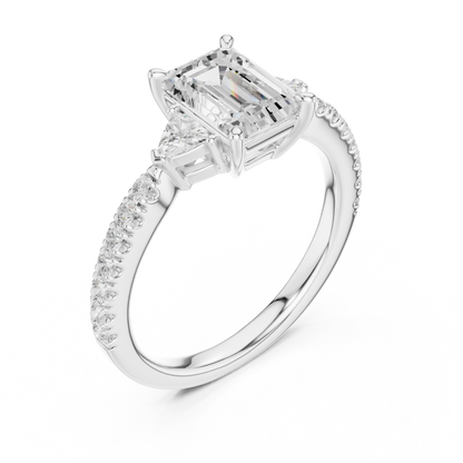 1.96ctw Emerald Cut Diamond Three-Stone Engagement Ring in Yellow Gold