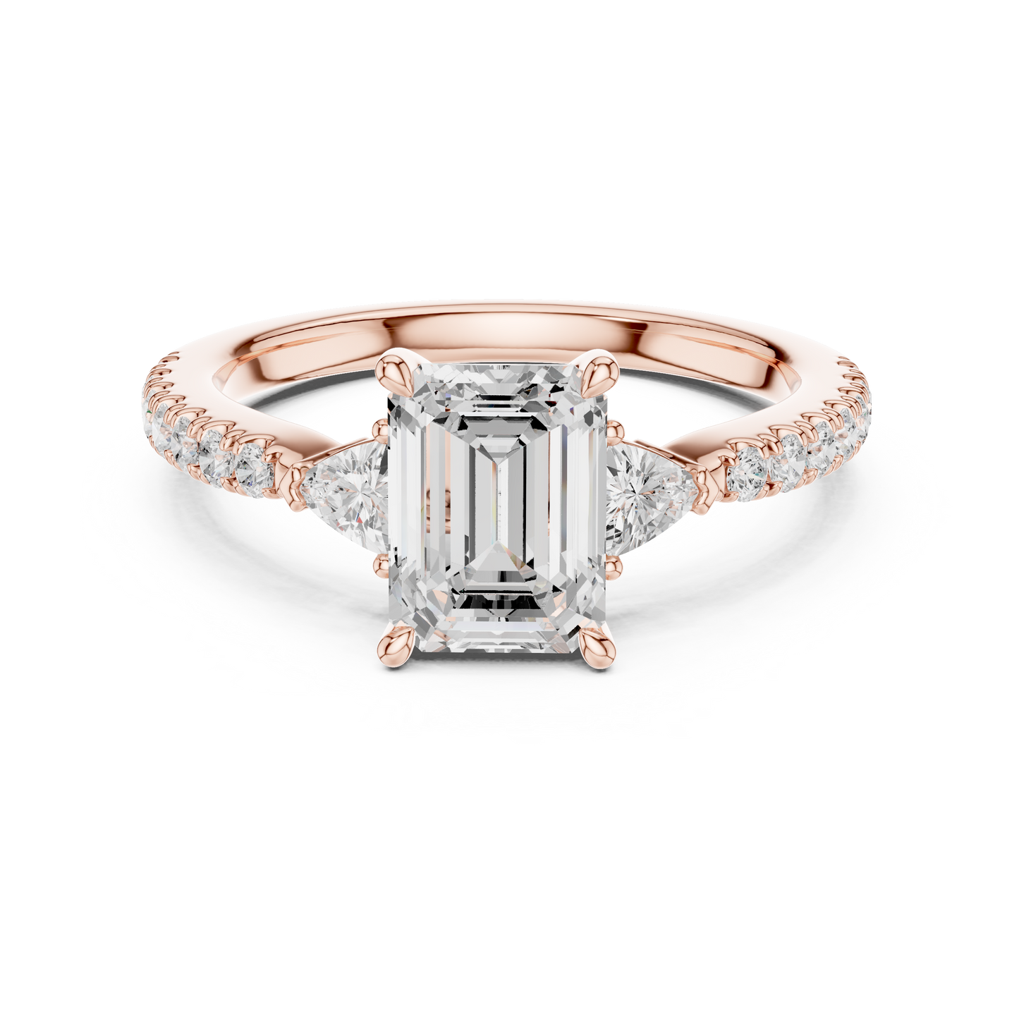 1.96ctw Emerald Cut Diamond Three-Stone Engagement Ring in Yellow Gold