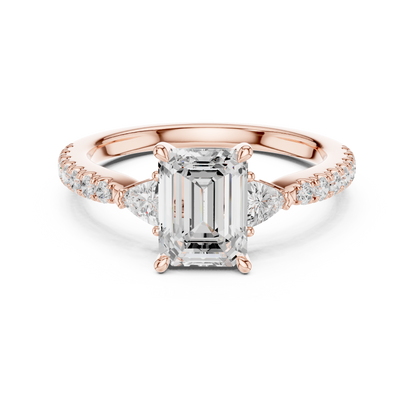 1.96ctw Emerald Cut Diamond Three-Stone Engagement Ring in Yellow Gold