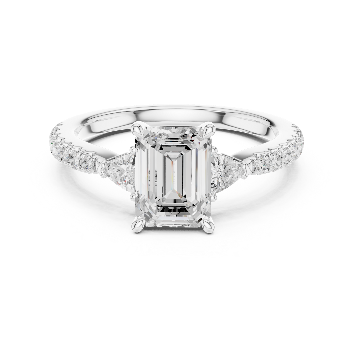1.96ctw Emerald Cut Diamond Three-Stone Engagement Ring in Yellow Gold