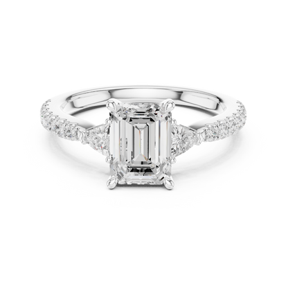 1.96ctw Emerald Cut Diamond Three-Stone Engagement Ring in Yellow Gold