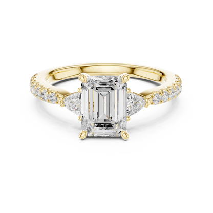 1.96ctw Emerald Cut Diamond Three-Stone Engagement Ring in Yellow Gold