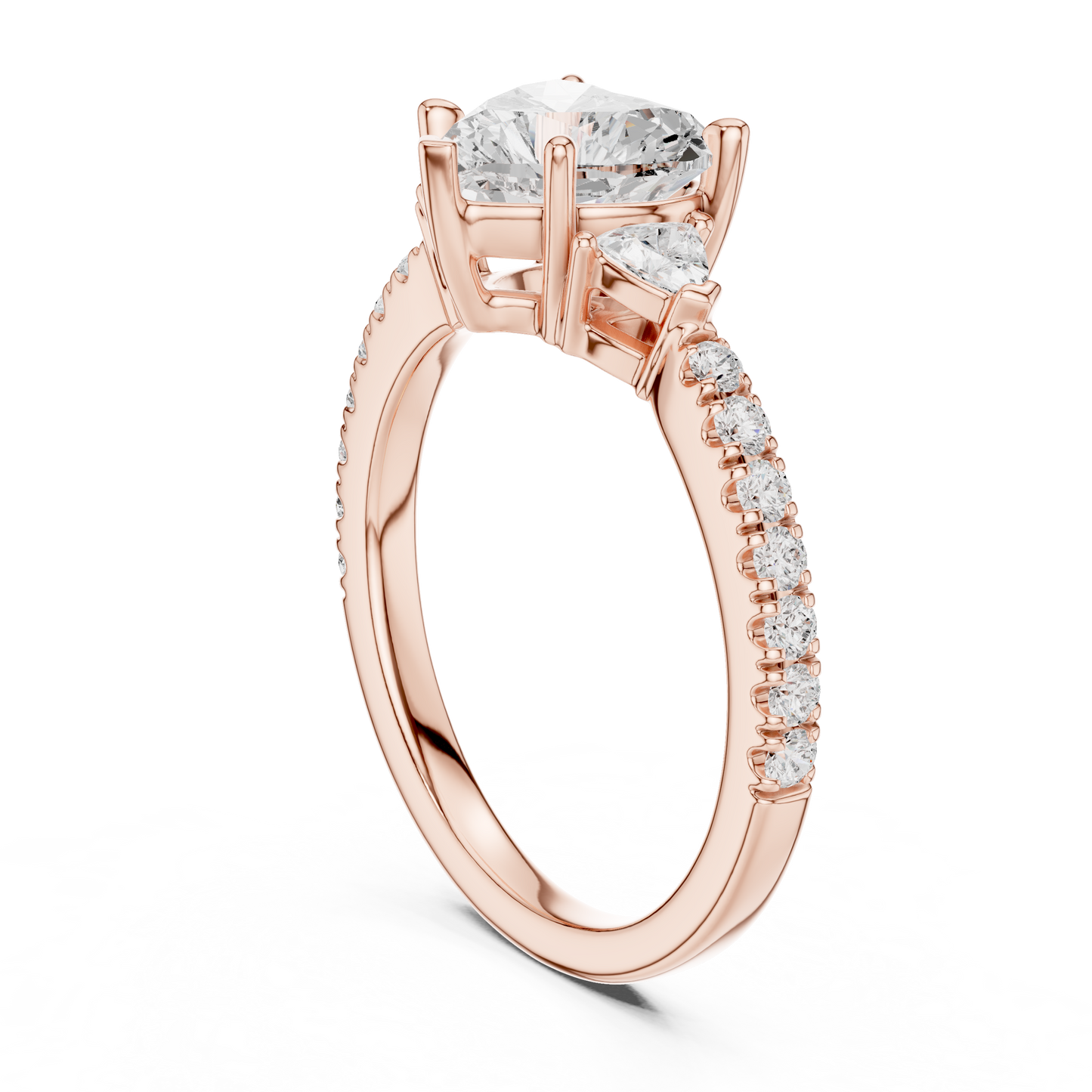 1.96ctw Heart Shaped Diamond Three-Stone Engagement Ring in Yellow Gold
