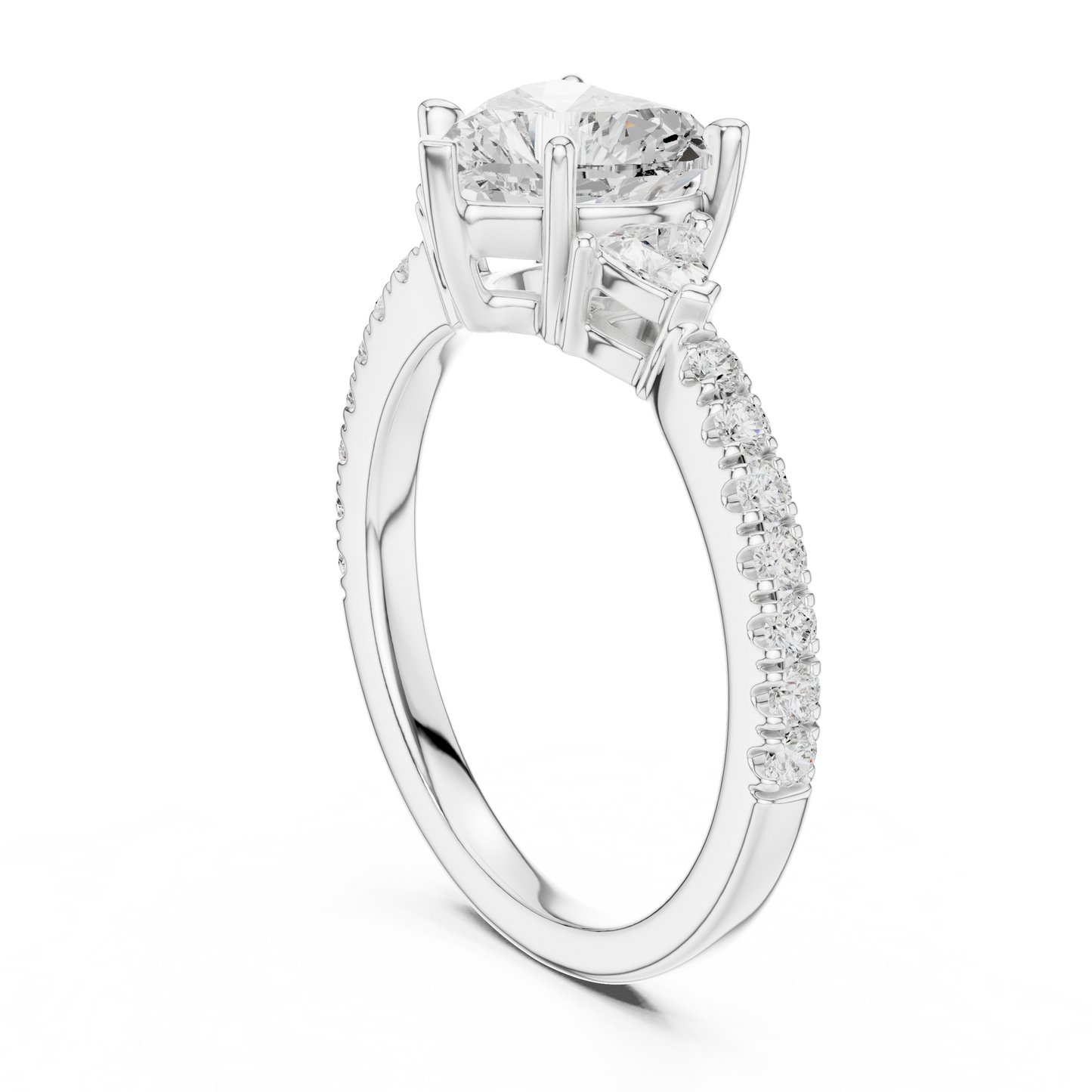 1.96ctw Heart Shaped Diamond Three-Stone Engagement Ring in Yellow Gold