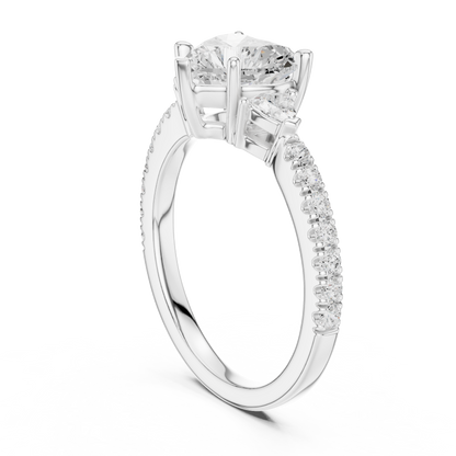 1.96ctw Heart Shaped Diamond Three-Stone Engagement Ring in Yellow Gold
