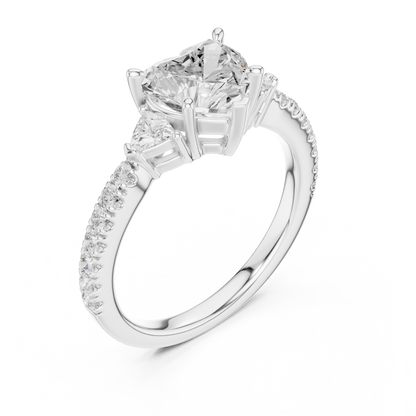 1.96ctw Heart Shaped Diamond Three-Stone Engagement Ring in Yellow Gold