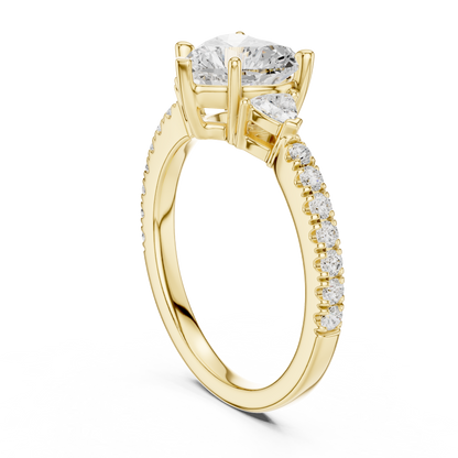 1.96ctw Heart Shaped Diamond Three-Stone Engagement Ring in Yellow Gold