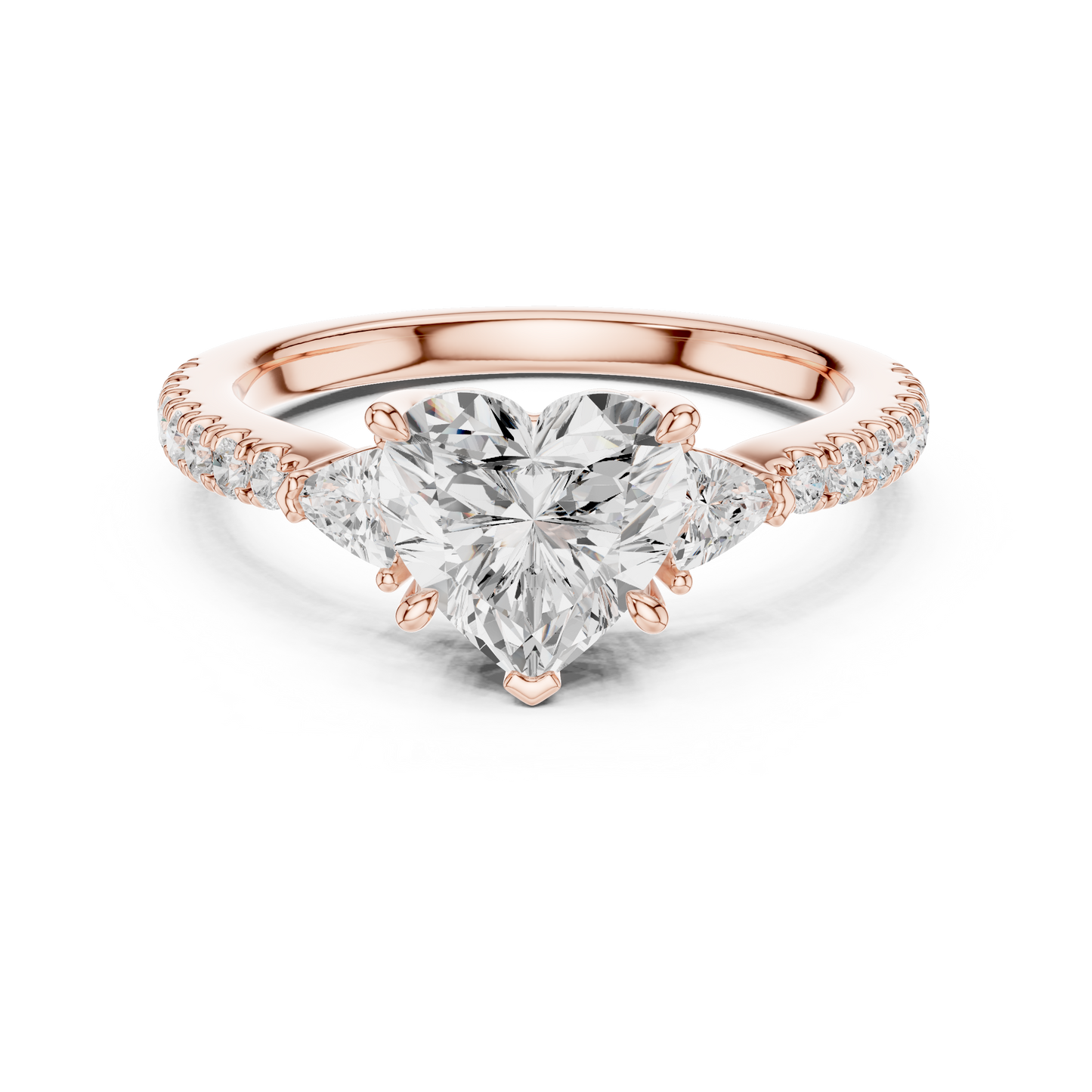 1.96ctw Heart Shaped Diamond Three-Stone Engagement Ring in Yellow Gold