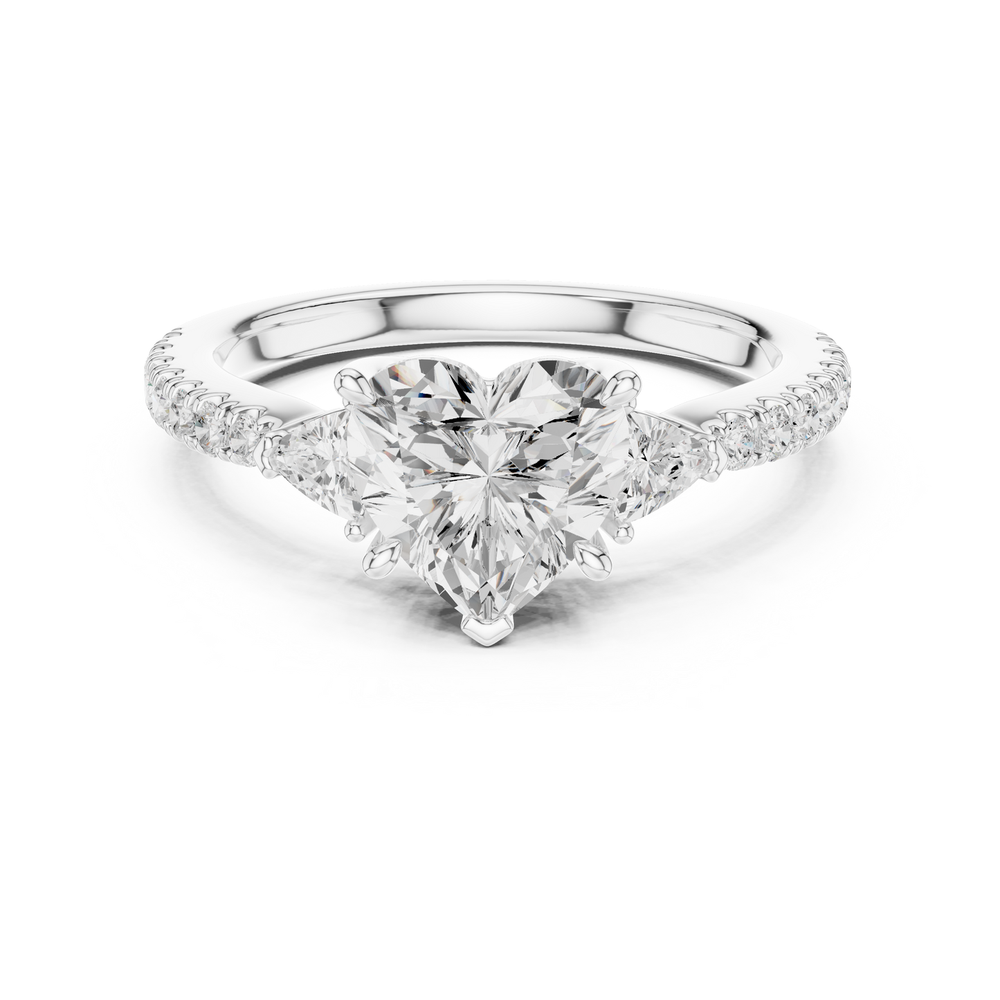 1.96ctw Heart Shaped Diamond Three-Stone Engagement Ring in Yellow Gold