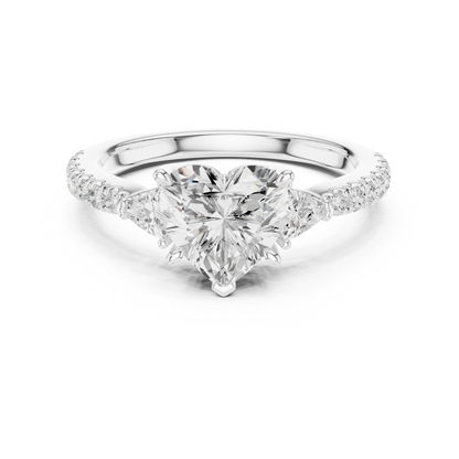 1.96ctw Heart Shaped Diamond Three-Stone Engagement Ring in Yellow Gold