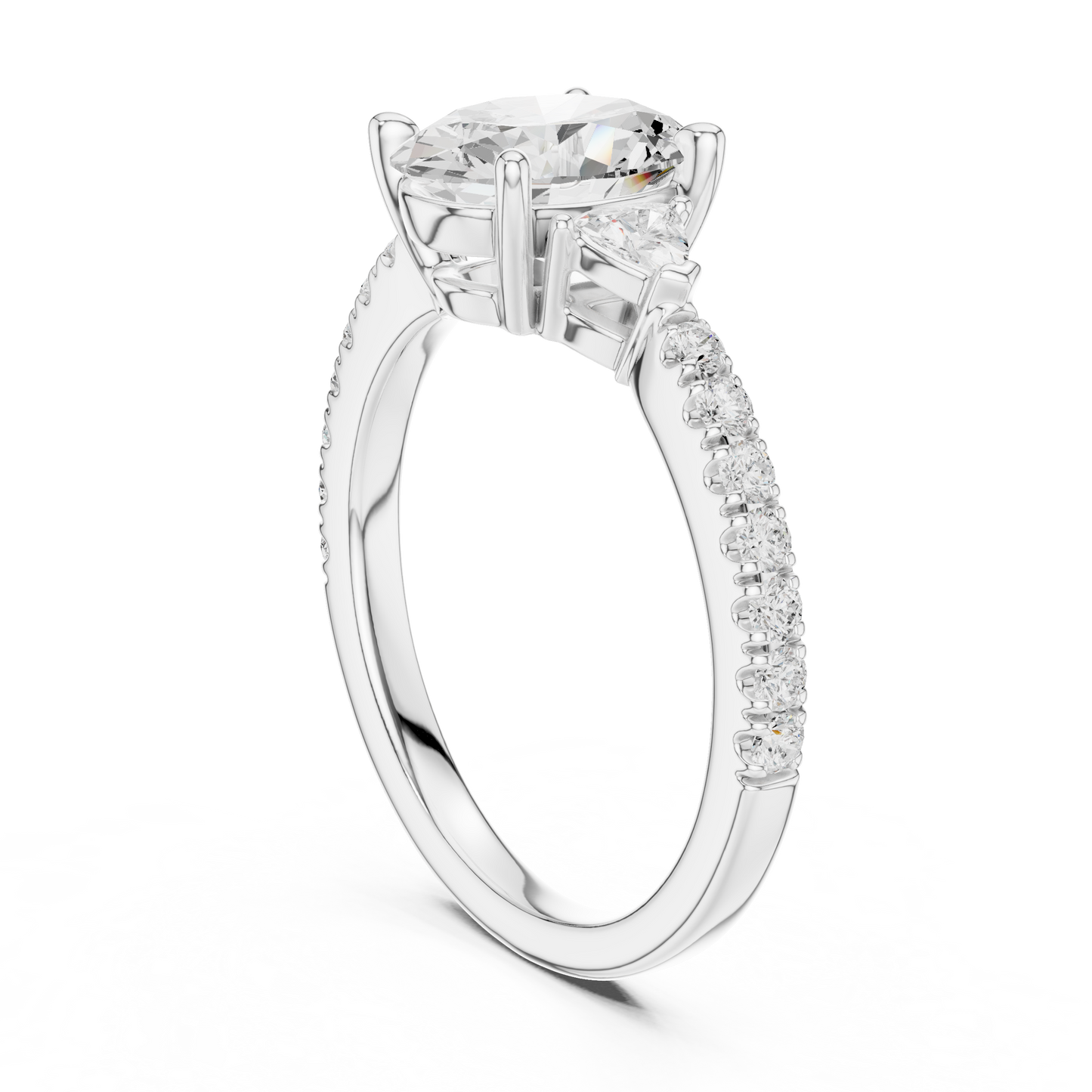 1.96ctw Oval Shaped Diamond Three-Stone Engagement Ring in Yellow Gold