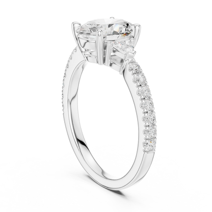 1.96ctw Oval Shaped Diamond Three-Stone Engagement Ring in Yellow Gold