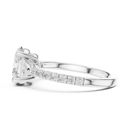 1.96ctw Oval Shaped Diamond Three-Stone Engagement Ring in Yellow Gold