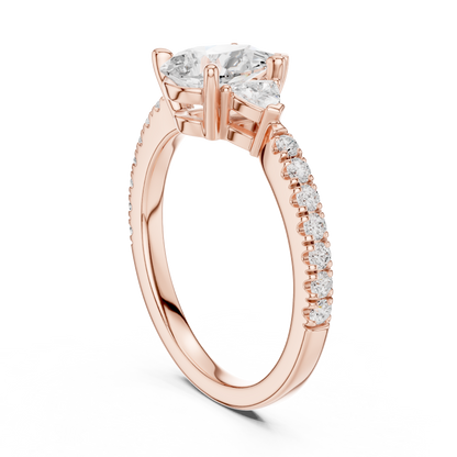 1.96ctw Pear Shaped Diamond Three-Stone Engagement Ring in Yellow Gold