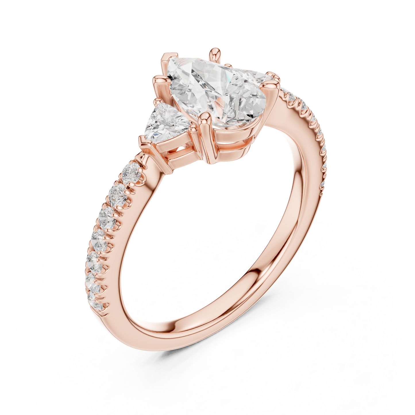 1.96ctw Pear Shaped Diamond Three-Stone Engagement Ring in Yellow Gold