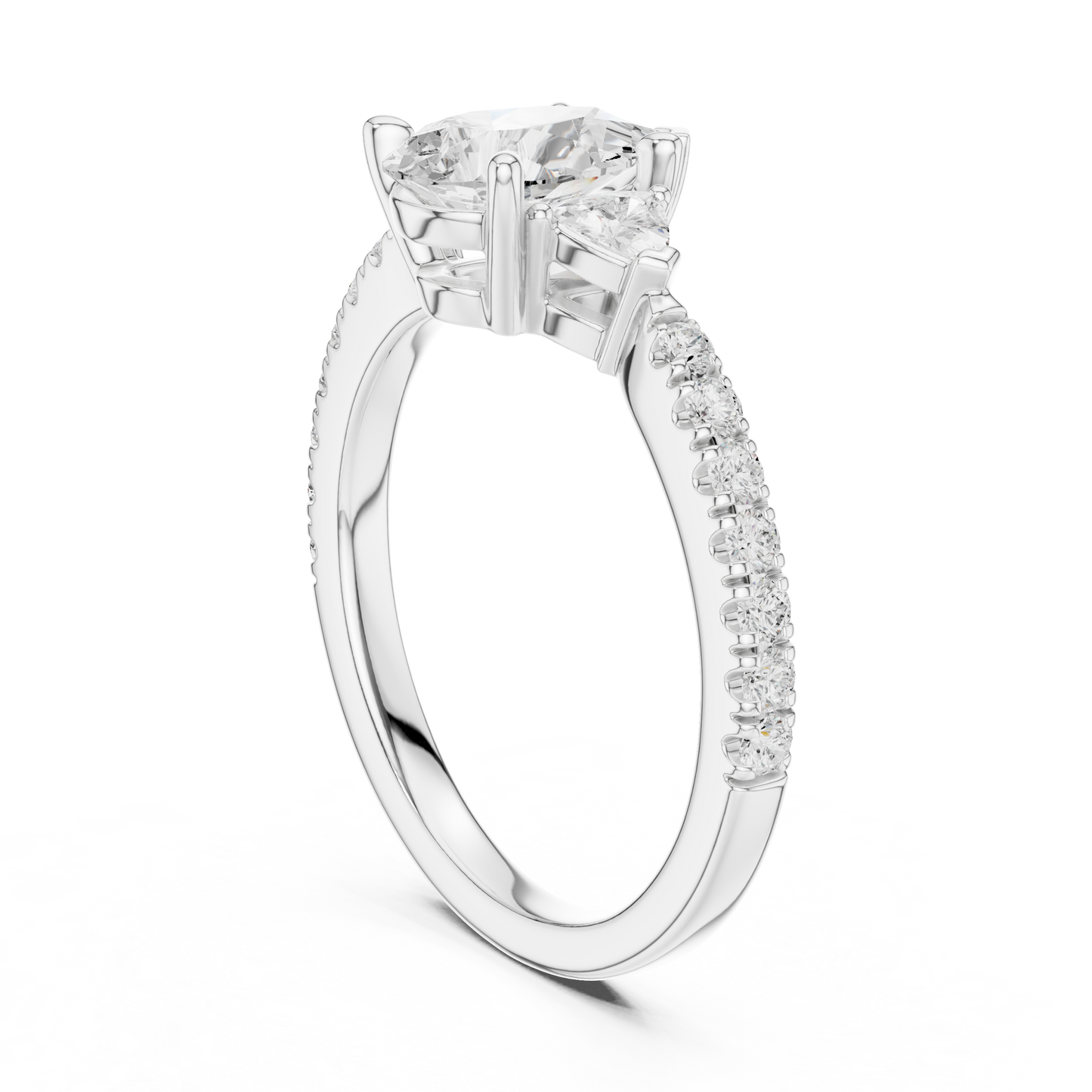 1.96ctw Pear Shaped Diamond Three-Stone Engagement Ring in Yellow Gold