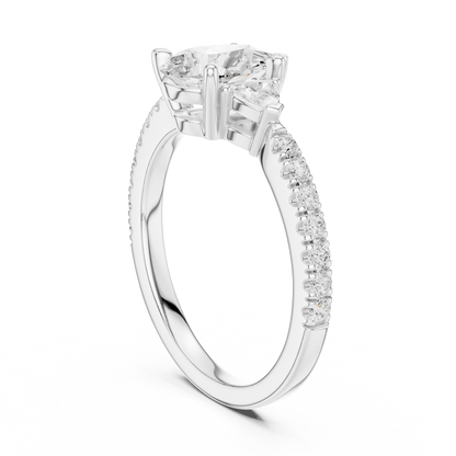 1.96ctw Pear Shaped Diamond Three-Stone Engagement Ring in Yellow Gold
