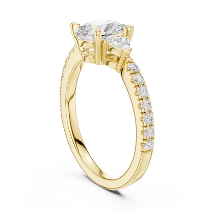 1.96ctw Pear Shaped Diamond Three-Stone Engagement Ring in Yellow Gold