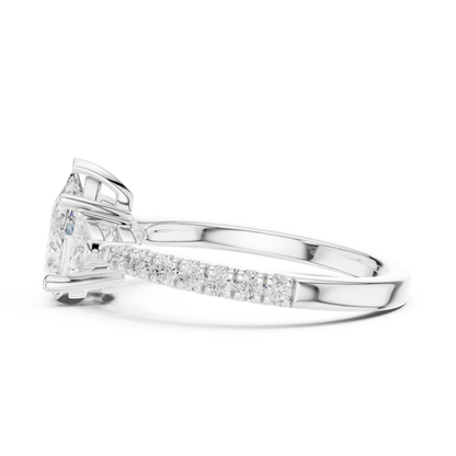 1.96ctw Pear Shaped Diamond Three-Stone Engagement Ring in Yellow Gold