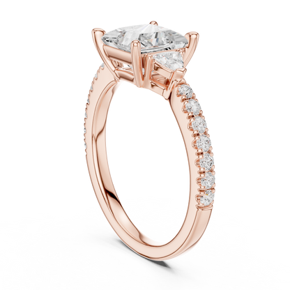 1.96ctw Princess Shaped Diamond Three-Stone Engagement Ring in Yellow Gold