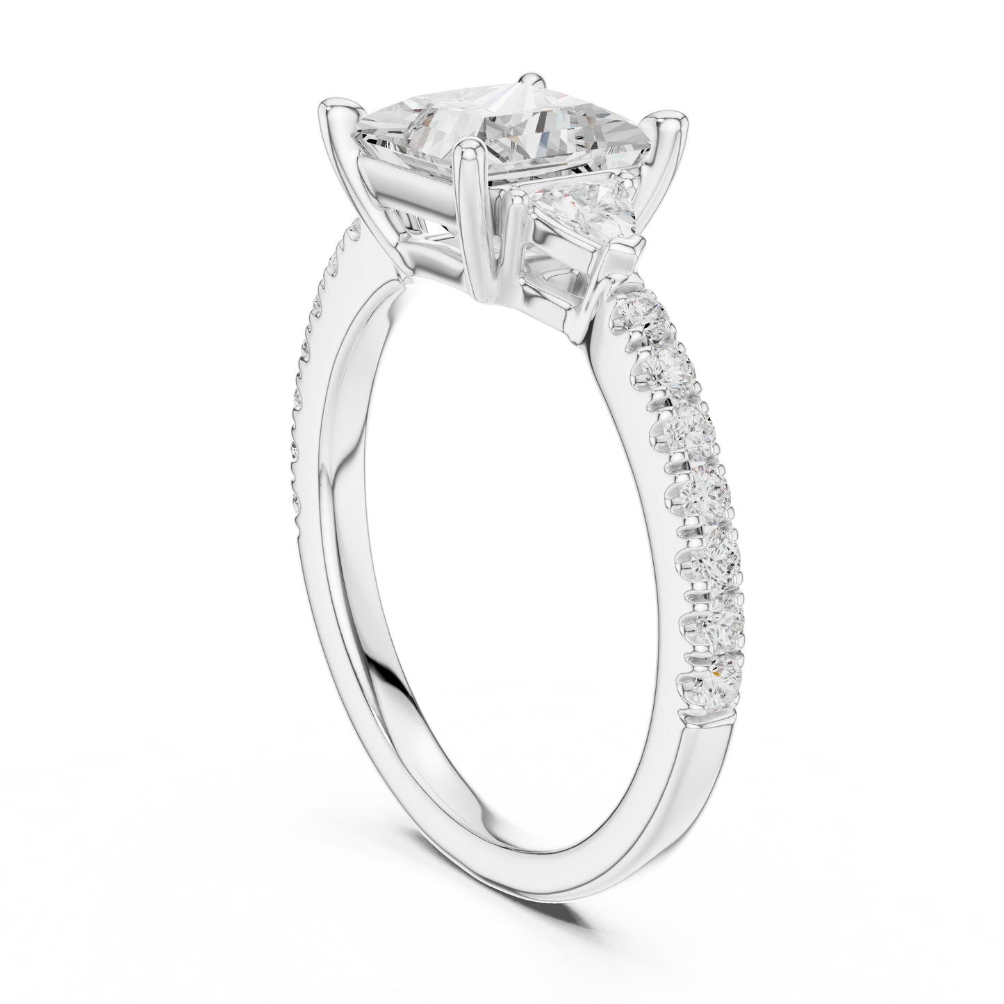 1.96ctw Princess Shaped Diamond Three-Stone Engagement Ring in Yellow Gold