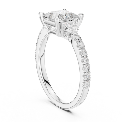 1.96ctw Princess Shaped Diamond Three-Stone Engagement Ring in Yellow Gold